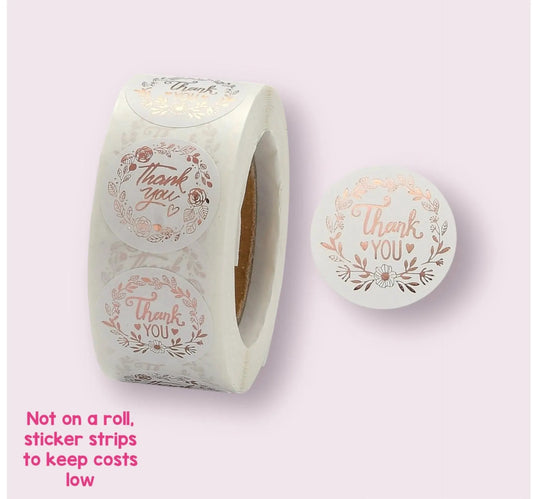 Thank you craft stickers, 25mm bronze metallic