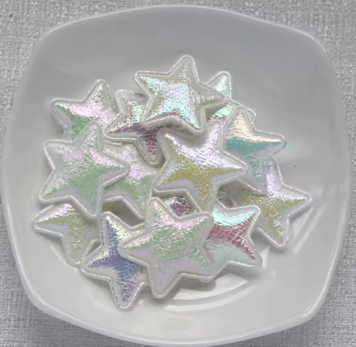 white fabric stars, 25mm