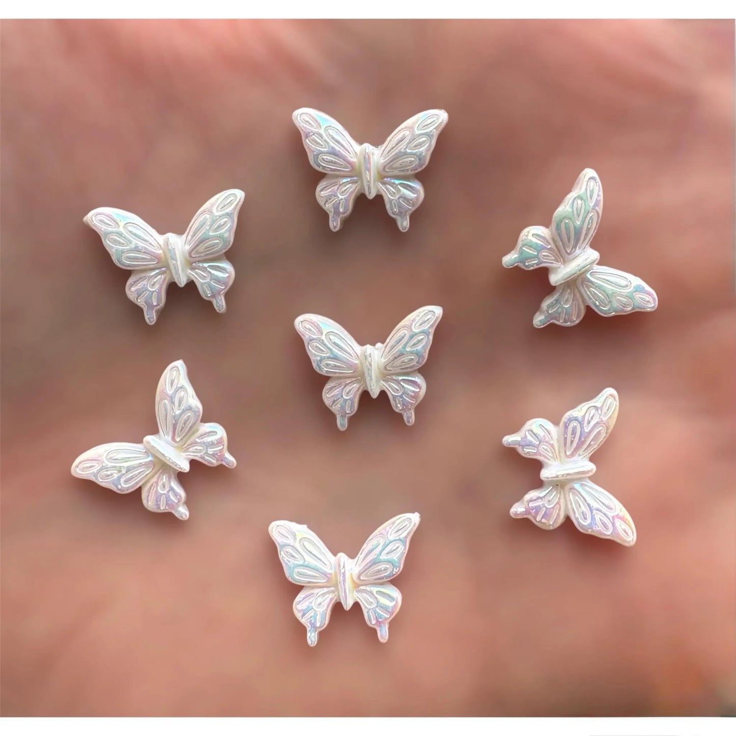 white butterfly cabochons, 13mm