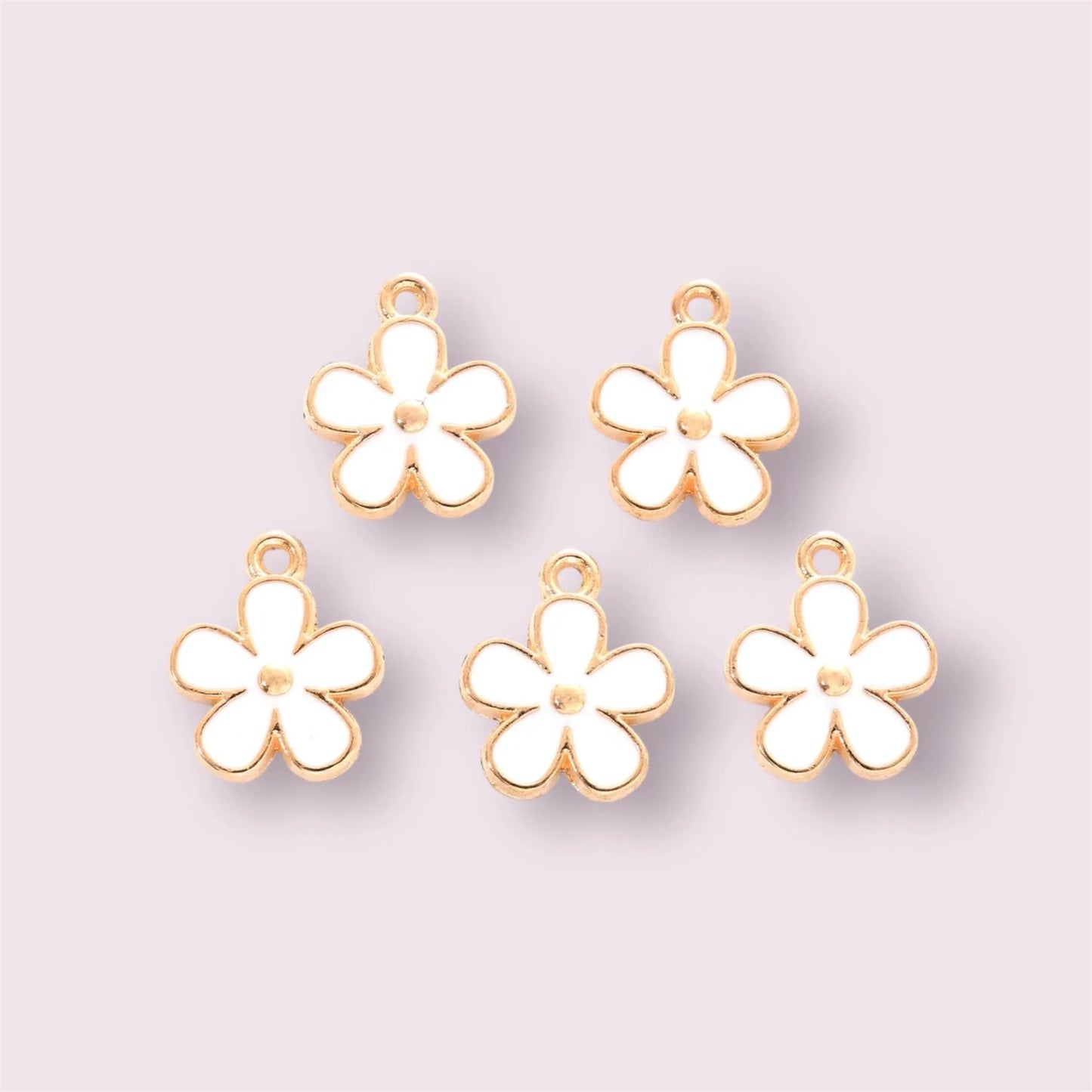 Flower charms, white, 15mm