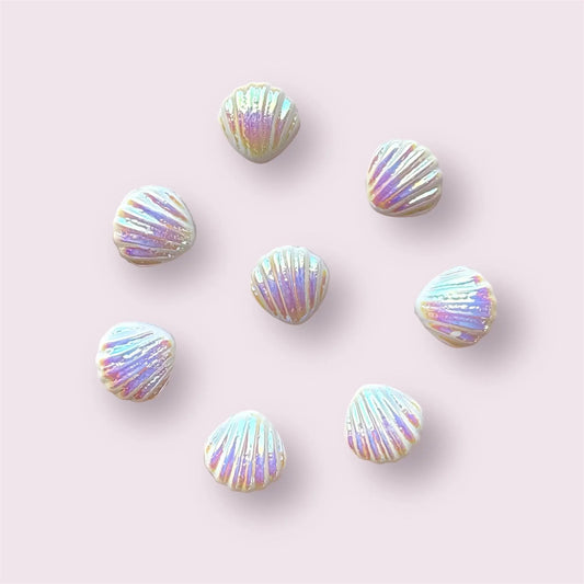 Shell cabochons, mini white seashells, 9mm