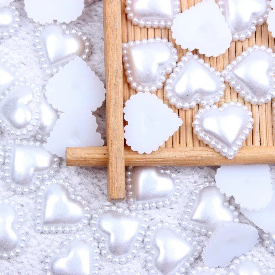 White acrylic heart embellishments, 12mm