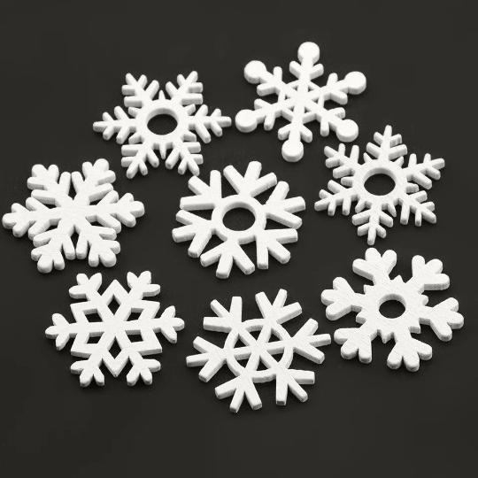 White wooden snowflakes, 35mm