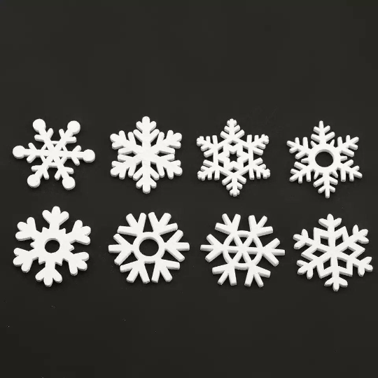 White wooden snowflakes, 35mm