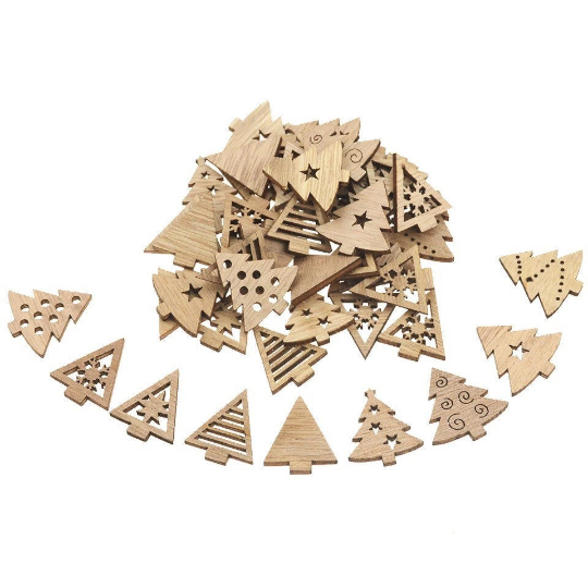 wooden tree shapes, natural 26mm