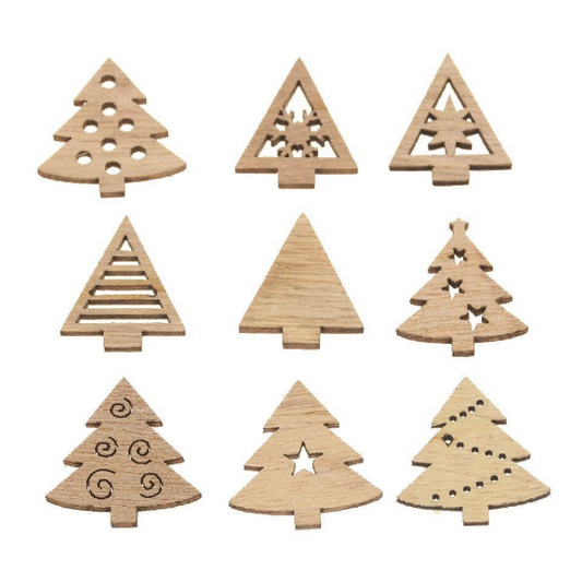 wooden tree shapes, natural 26mm