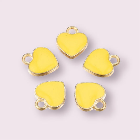 Yellow Heart charms 12mm
