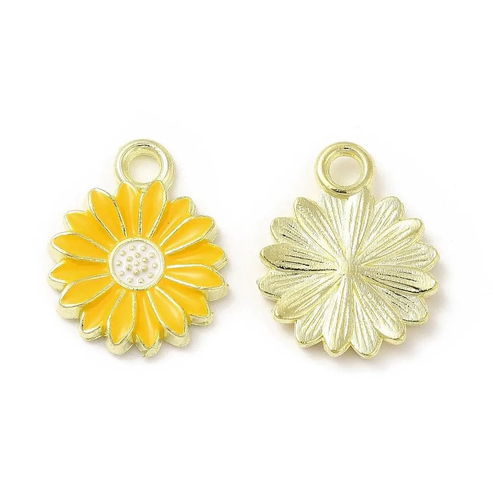 Daisy charms, yellow, 17mm