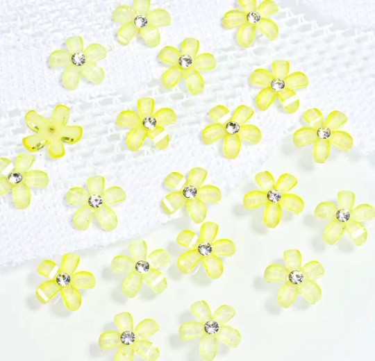 yellow rhinestone flower 10mm