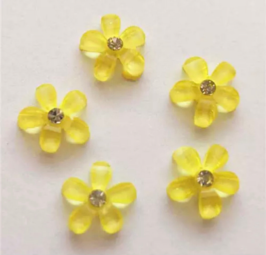 yellow rhinestone flower 10mm