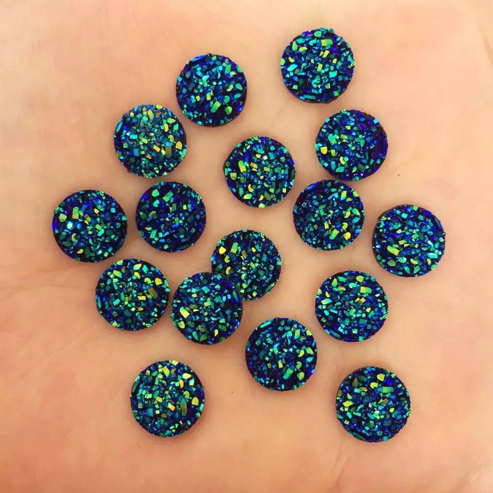 Round rhinestone ore cabochons, 10mm mix