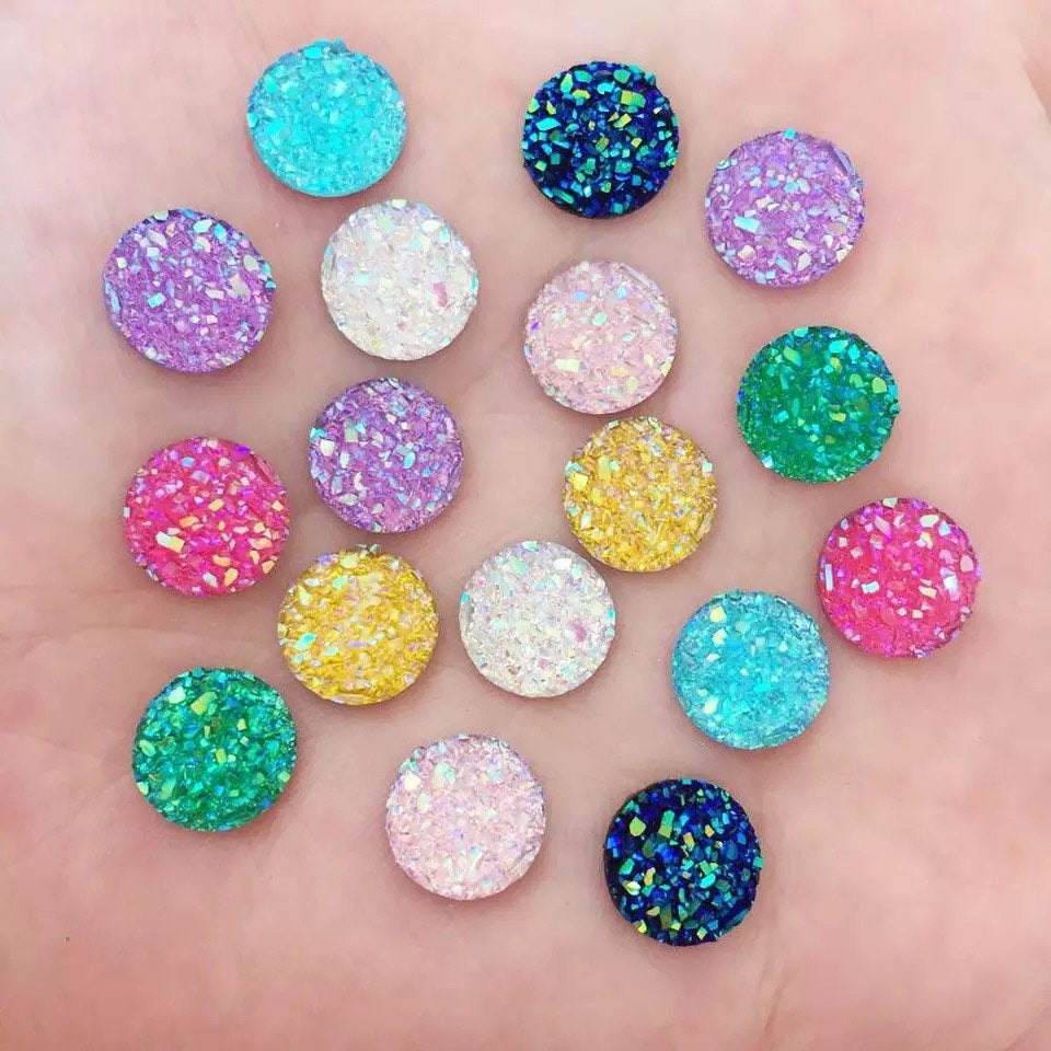 Round rhinestone ore cabochons, 10mm mix