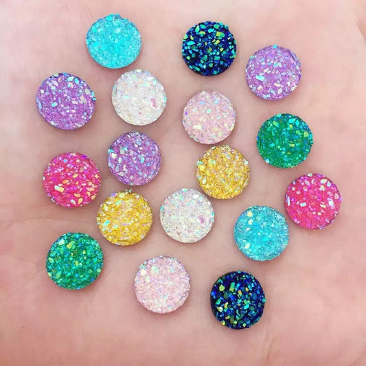 Round rhinestone ore cabochons, 10mm mix