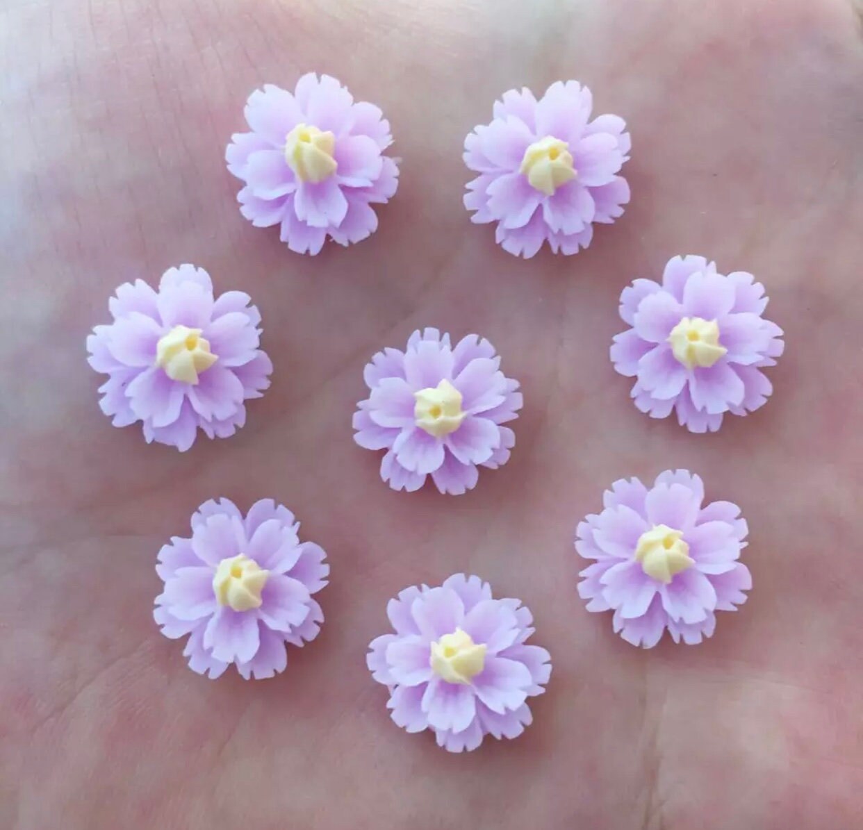 Flower cabochons, 13mm resin mixed colour