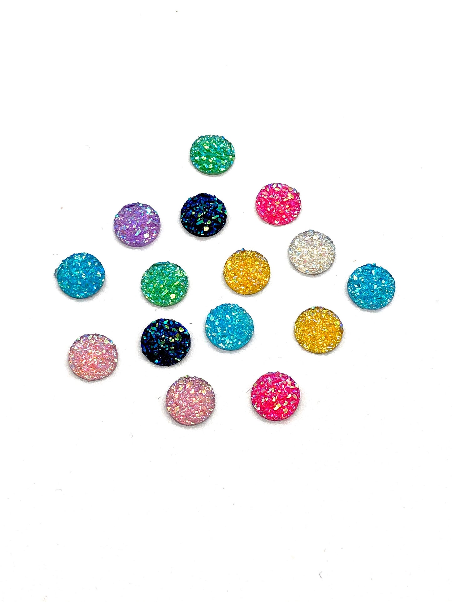 Round rhinestone ore cabochons, 10mm mix