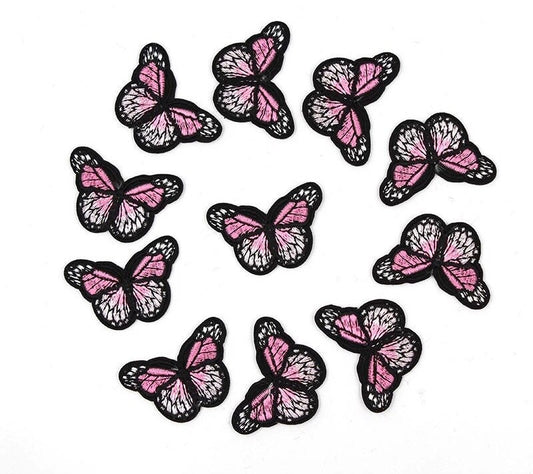 Pink butterfly mini patches, iron on