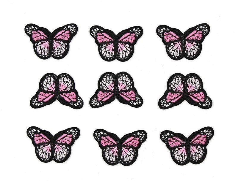 Pink butterfly mini patches, iron on