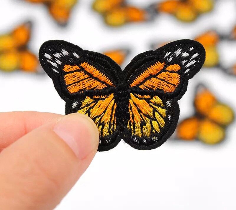 Orange mini butterfly patches, 4.5cm