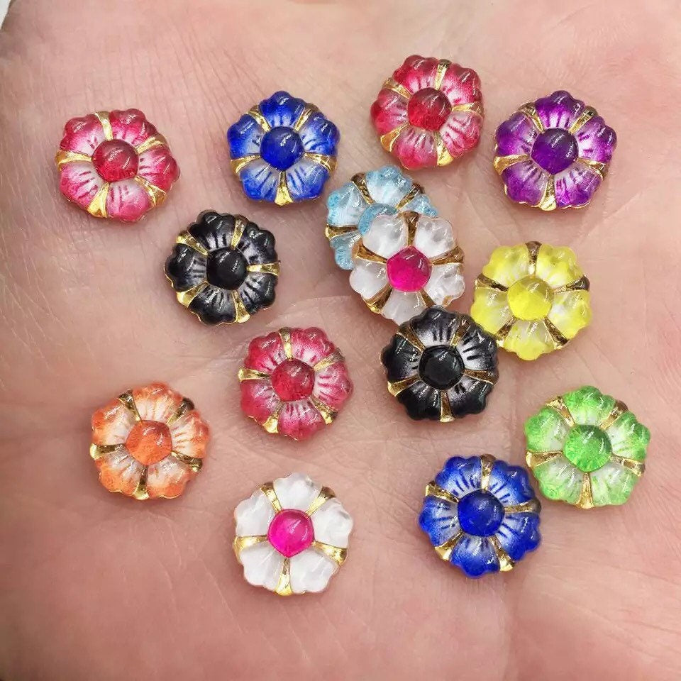 Flower embellishments, mixed colour cabochon