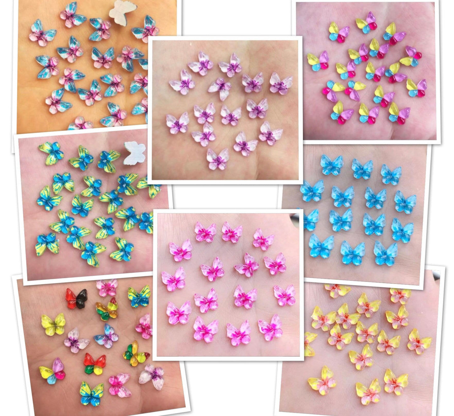 Butterfly resin cabochon, three colour 10mm
