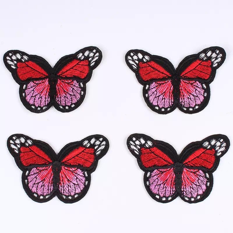 Red butterfly patch, iron on