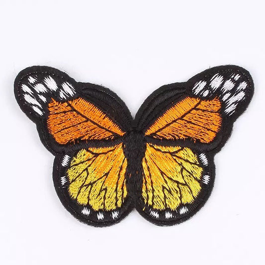 Orange iron on butterfly patch, 7cm iron on