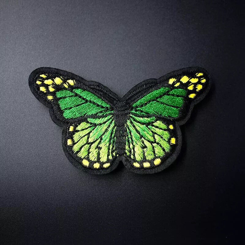 Green Butterfly iron on patch, 8cm