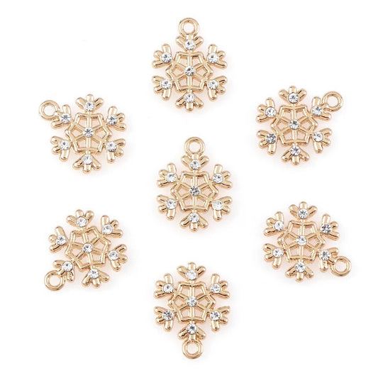 Gold Snowflake rhinestone charms