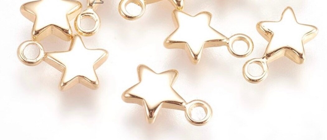 Mini star charm x 2, 18k gold plated