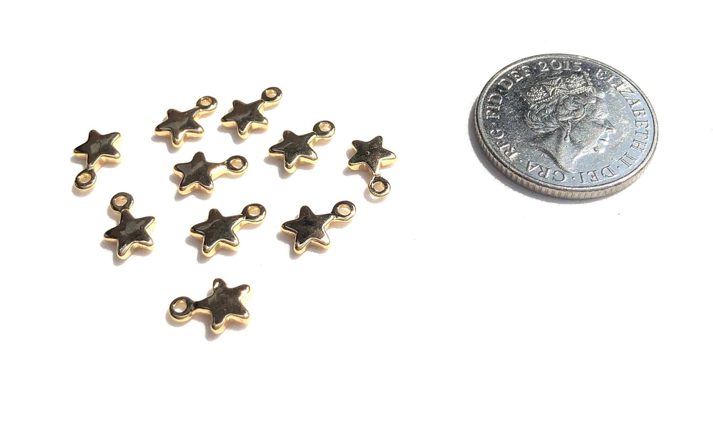 Mini star charm x 2, 18k gold plated