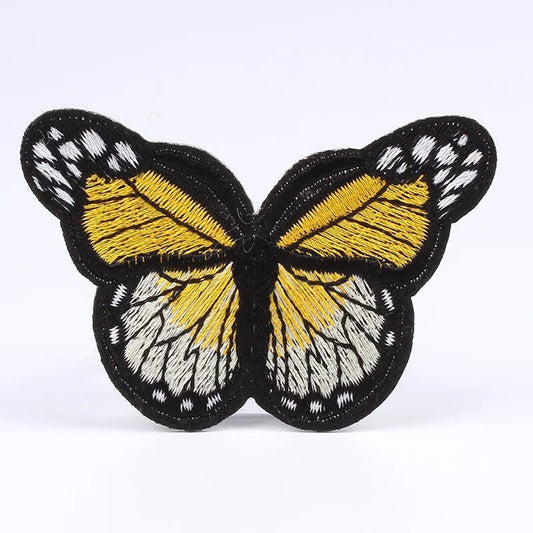 Yellow embroidered butterfly patch