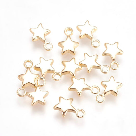 Mini star charm x 2, 18k gold plated