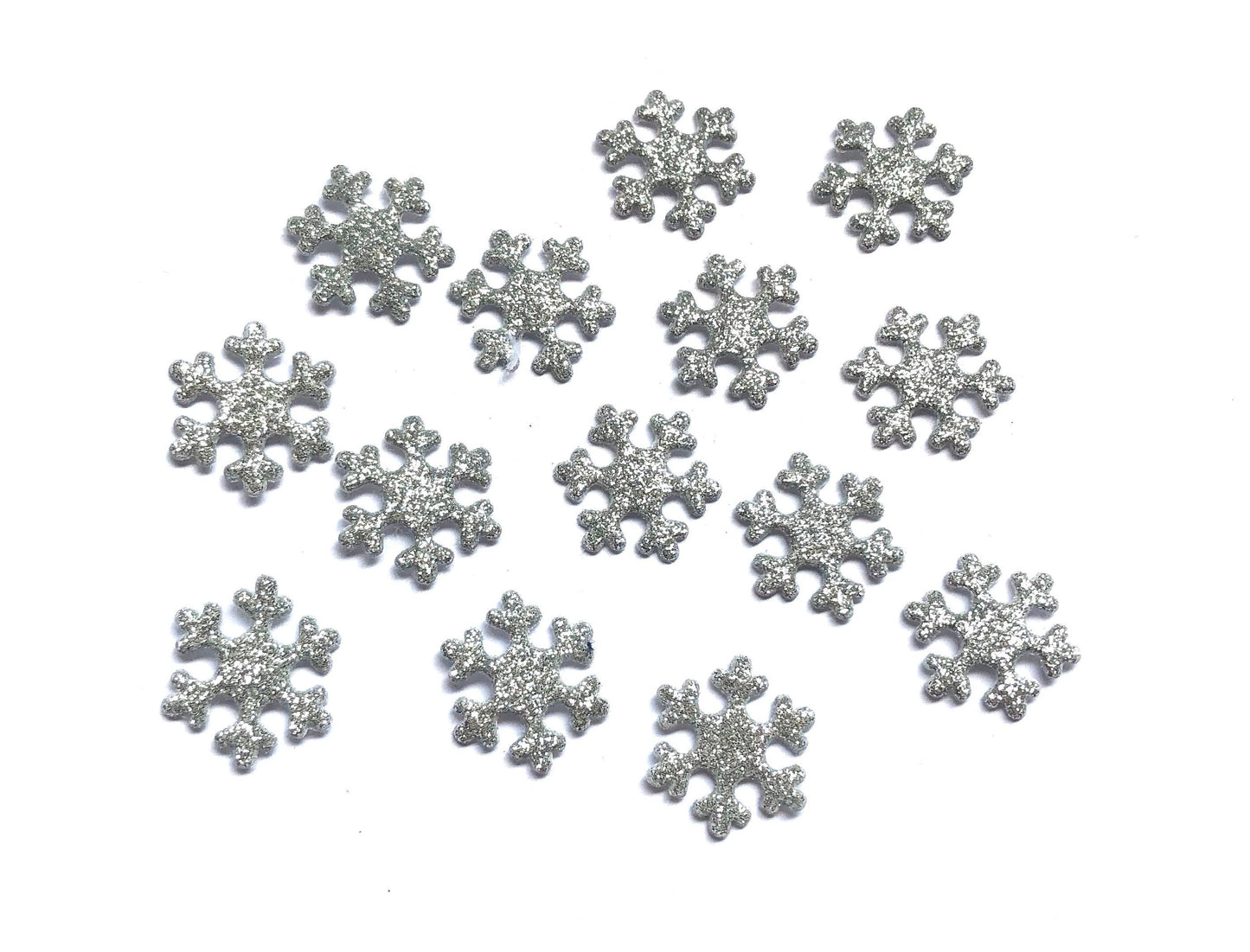 Fabric silver snowflake embellishments, silver