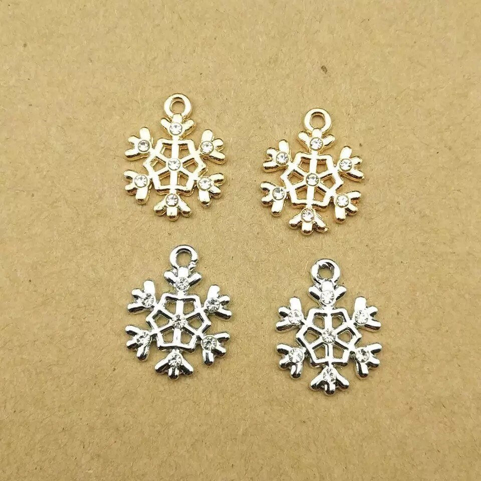 Silver Snowflake charms 26mm