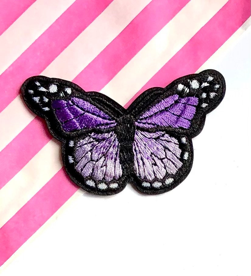 Purple 8cm iron on butterfly patch