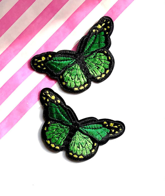 Green Butterfly iron on patch, 8cm