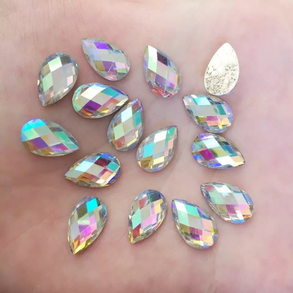 Silver teardrop cabochons, 13mm