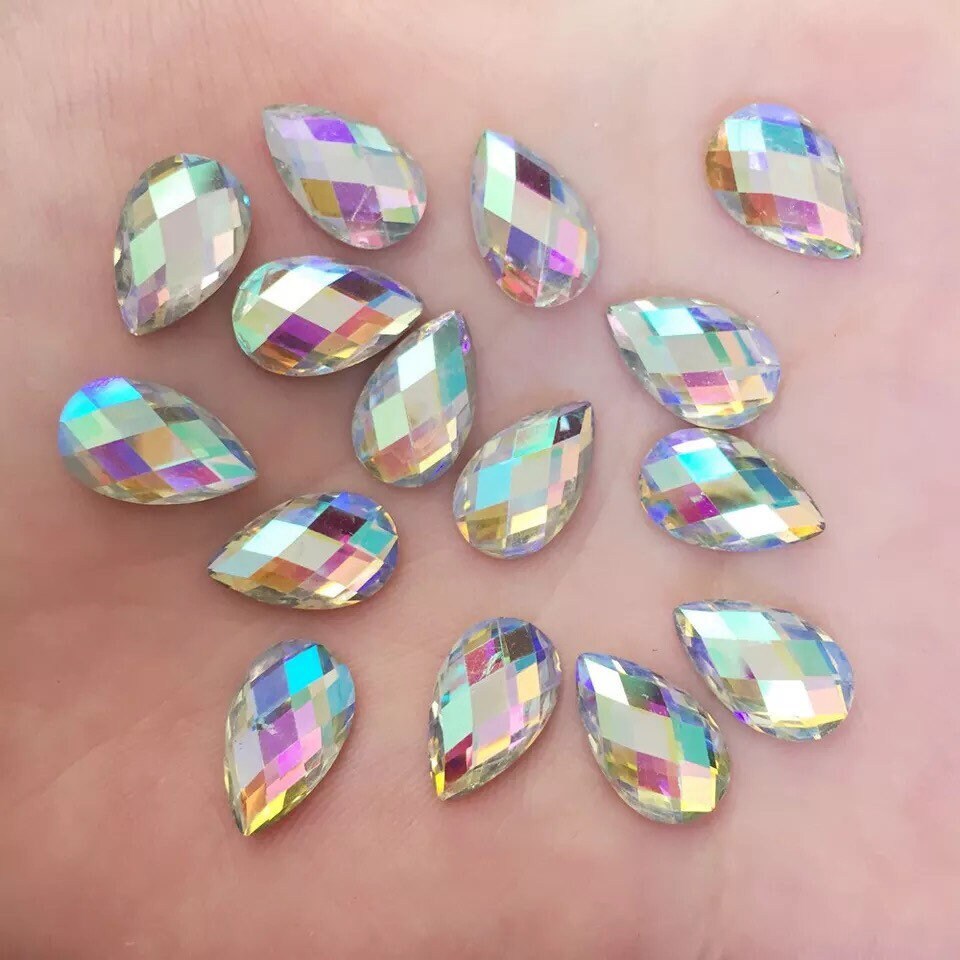 Silver teardrop cabochons, 13mm