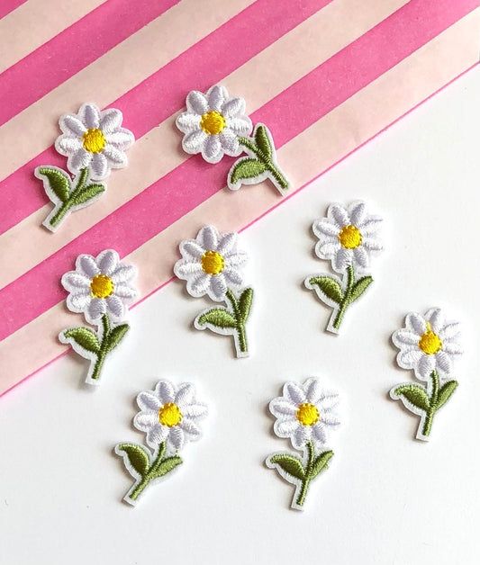 White Flower iron on patches