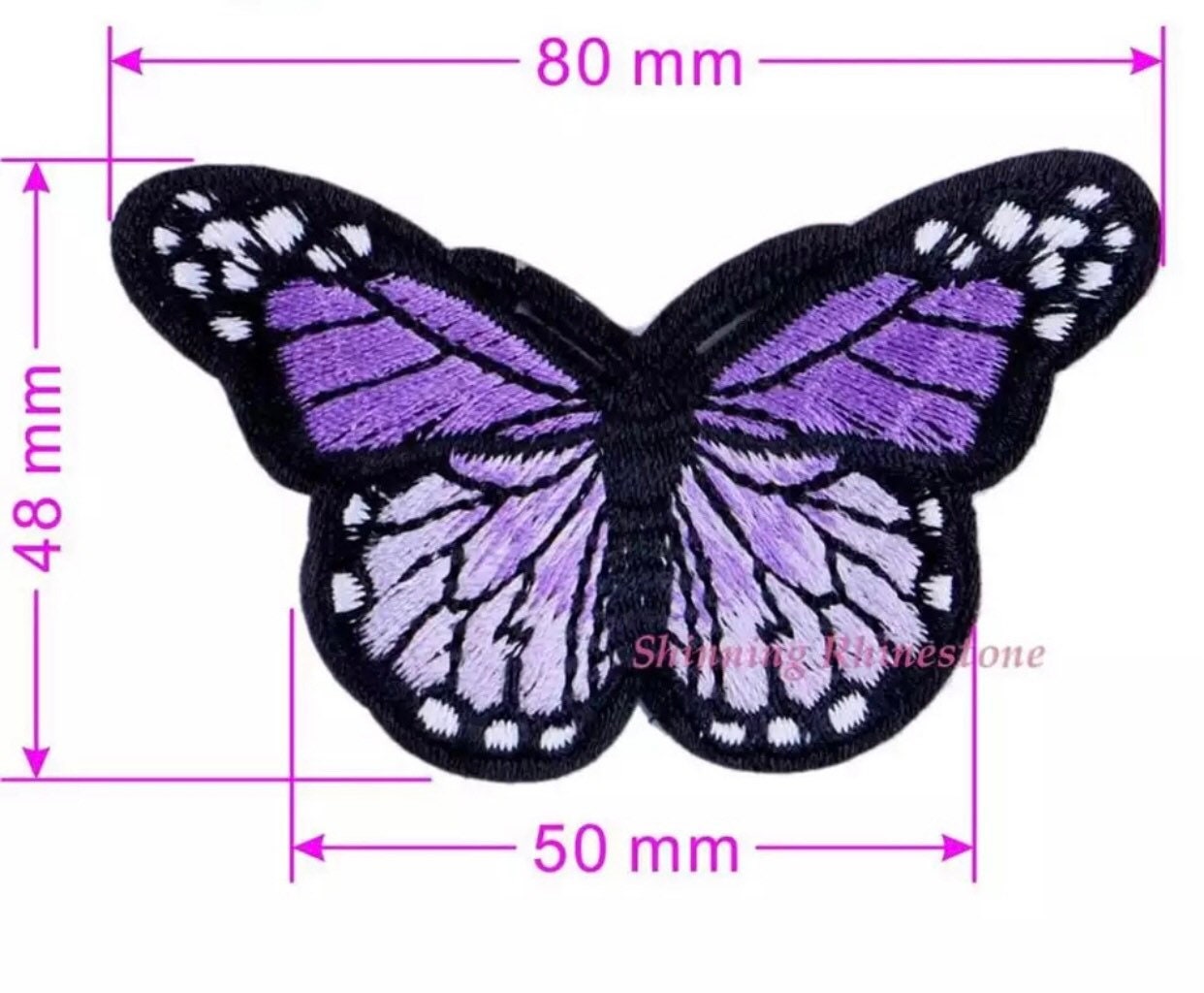 Purple 8cm iron on butterfly patch