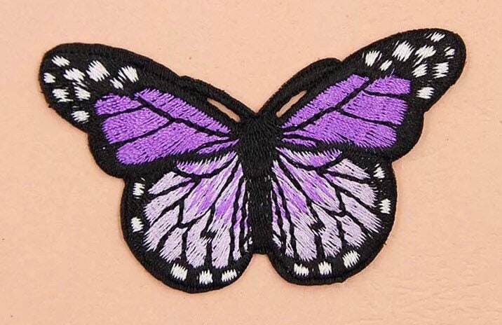 Purple 8cm iron on butterfly patch