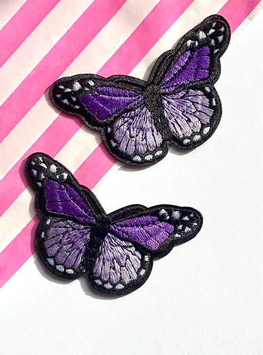 Purple 8cm iron on butterfly patch