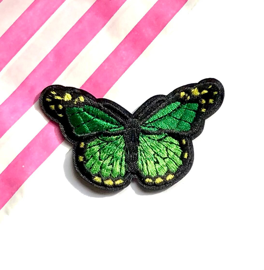 Green Butterfly iron on patch, 8cm