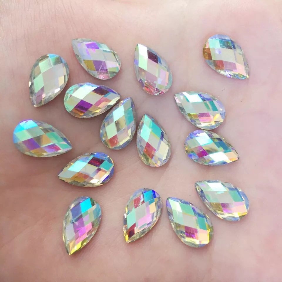 Silver teardrop cabochons, 13mm