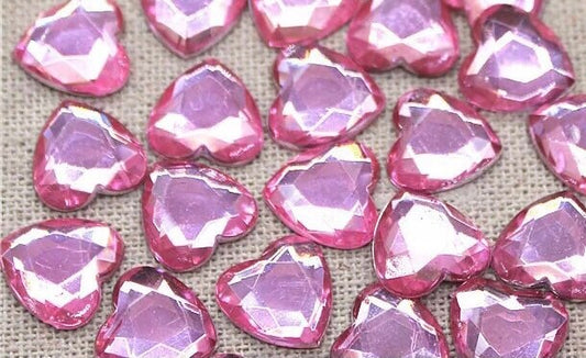 Pink heart embellishments, pale pink 12mm