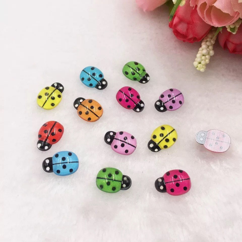 Ladybird resin cabochons, 15mm mixed colour