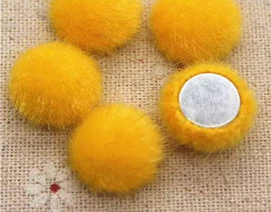Fluffy round embellishments, yellow 16mm