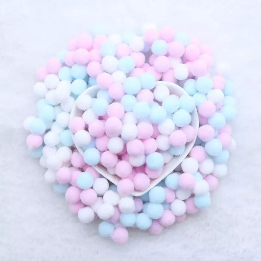 Pom Poms, pink and blue mix 10mm