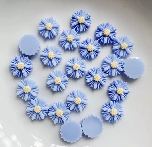 Blue 9mm flower cabochons