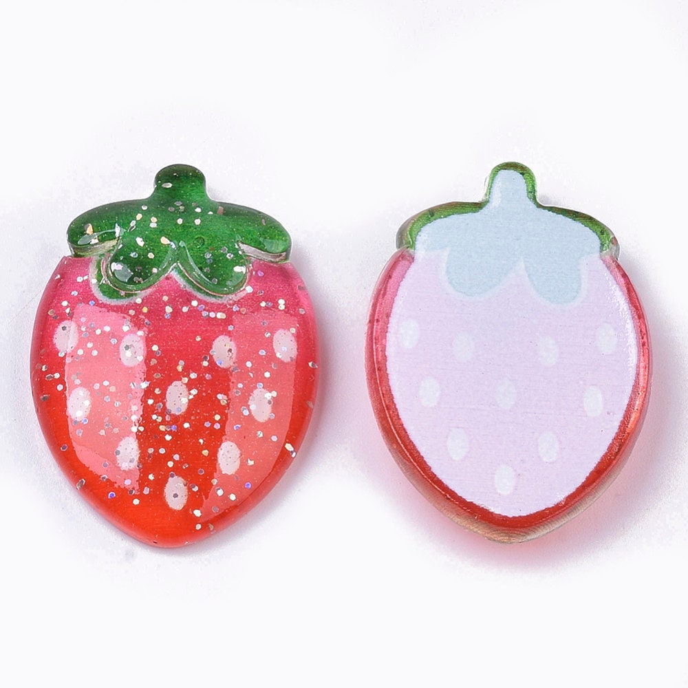 Strawberry resin embellishments, 31mm